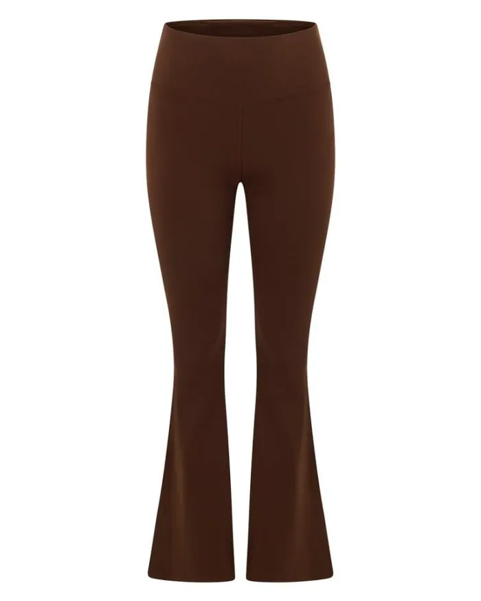 Women LORNA JANE Flare Leggings Effortless Phone Pocket Flared Leggings Espresso