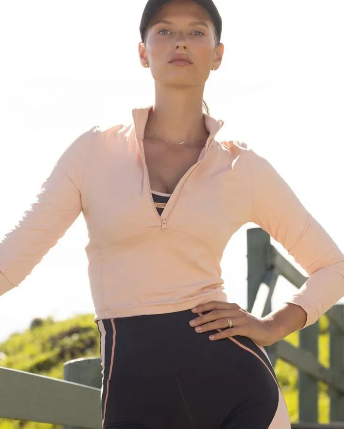 Women LORNA JANE Jackets Hoodies And Sweats All Star Active Cropped 12 Zip Sunkissed Peach