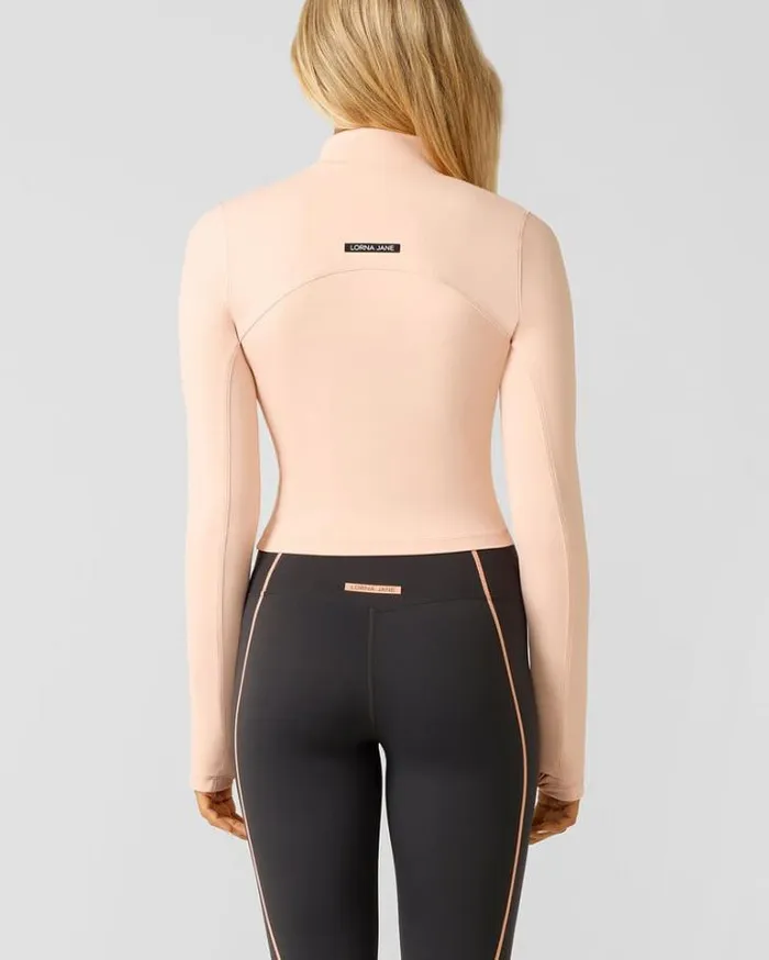 Women LORNA JANE Jackets Hoodies And Sweats All Star Active Cropped 12 Zip Sunkissed Peach