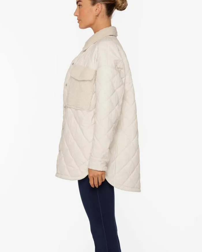 Women LORNA JANE Jackets Hoodies And Sweats Championship Shacket Ivory