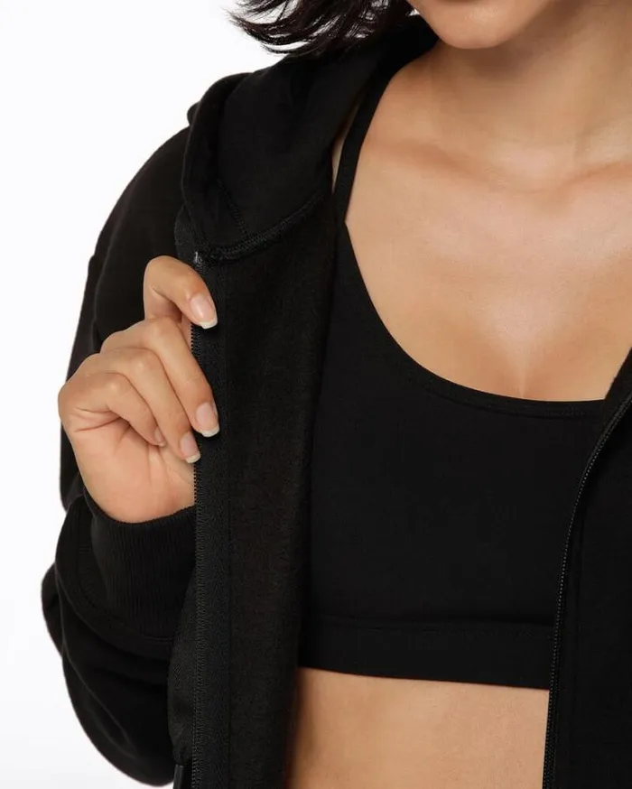 Women LORNA JANE Jackets Hoodies And Sweats Fleece Zip Thru Hoodie Dark Off White
