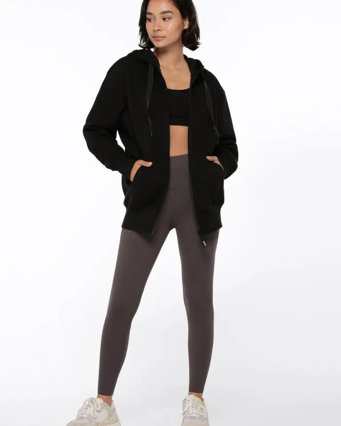 Women LORNA JANE Jackets Hoodies And Sweats Fleece Zip Thru Hoodie Dark Off White