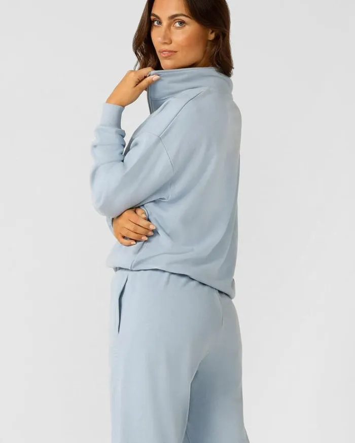 Women LORNA JANE Jackets Hoodies And Sweats Iconic Quarter Zip Sweat Glacier Blue