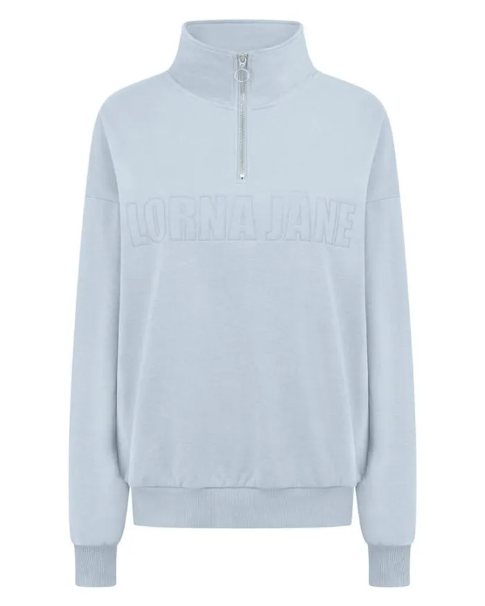 Women LORNA JANE Jackets Hoodies And Sweats Iconic Quarter Zip Sweat Glacier Blue