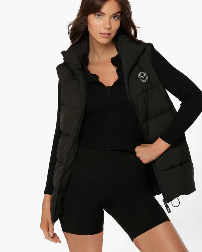 Women LORNA JANE Jackets Hoodies And Sweats Longline Puffer Vest Black