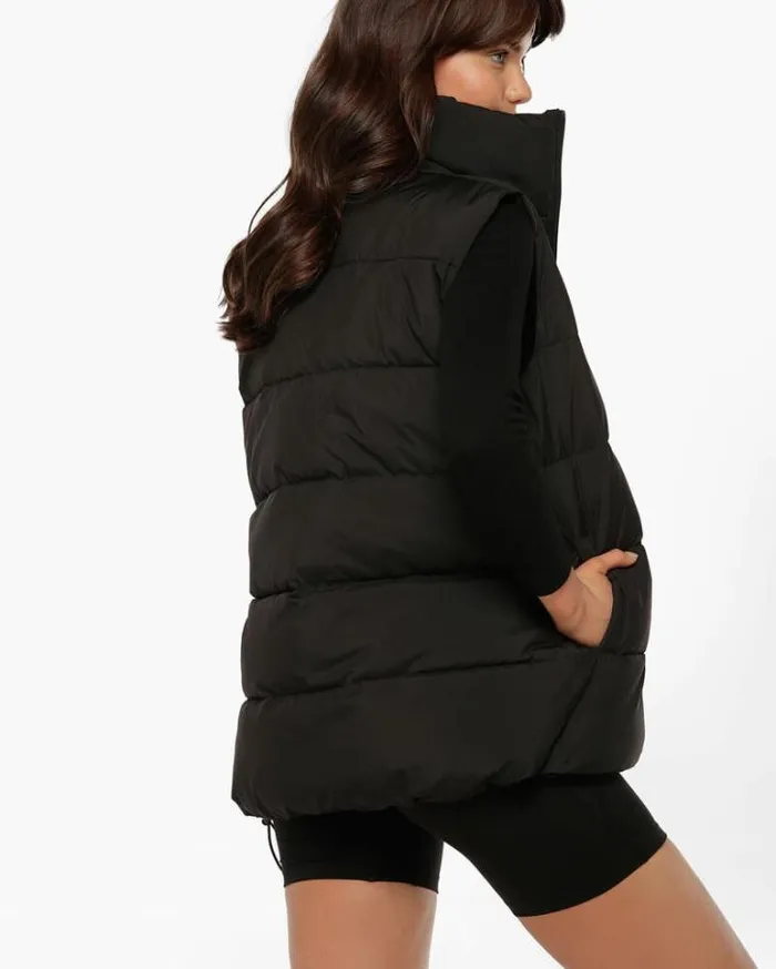Women LORNA JANE Jackets Hoodies And Sweats Longline Puffer Vest Black