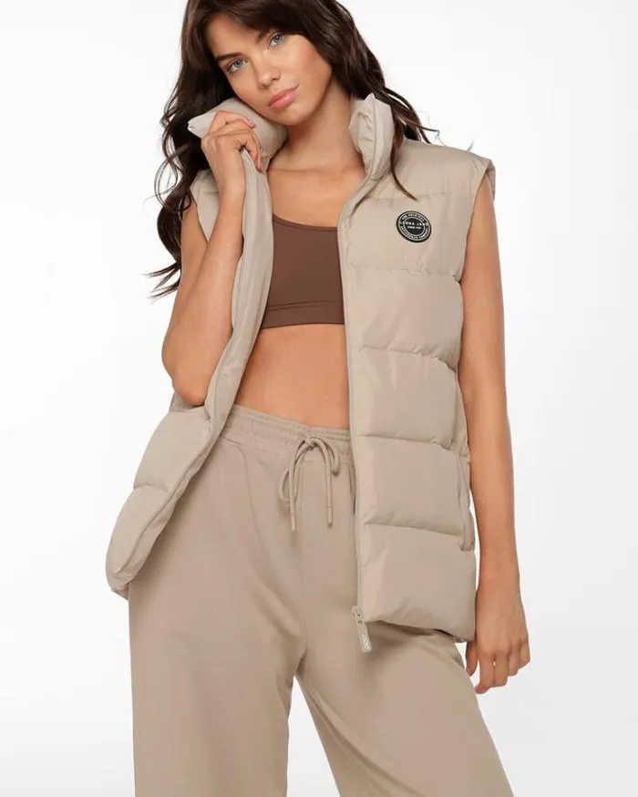 Women LORNA JANE Jackets Hoodies And Sweats Longline Puffer Vest Off White