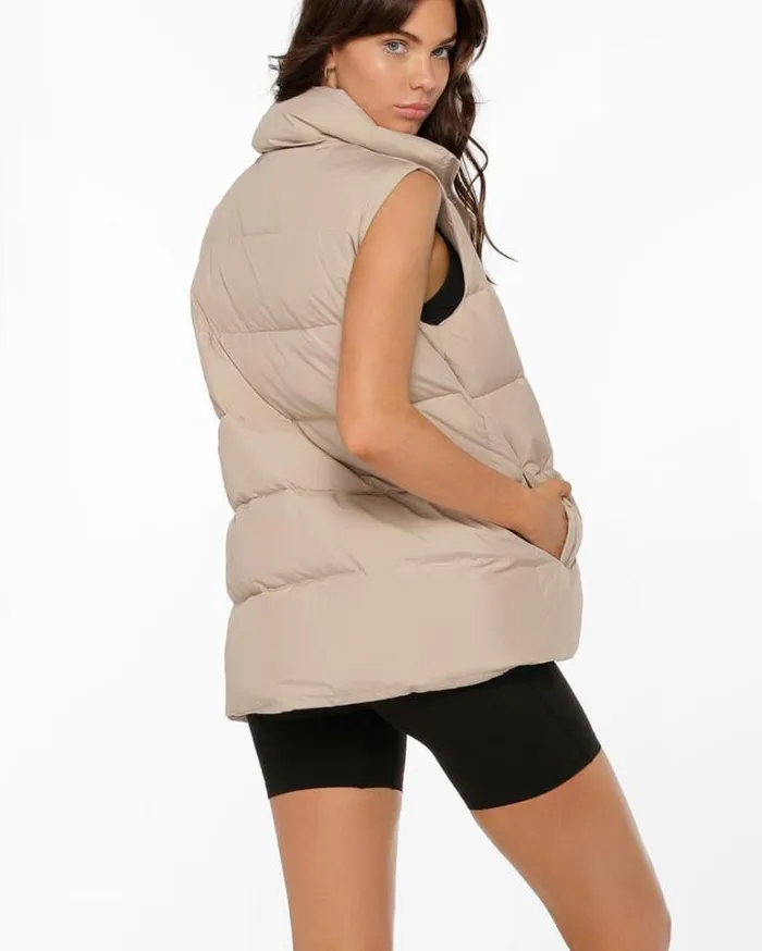 Women LORNA JANE Jackets Hoodies And Sweats Longline Puffer Vest Off White