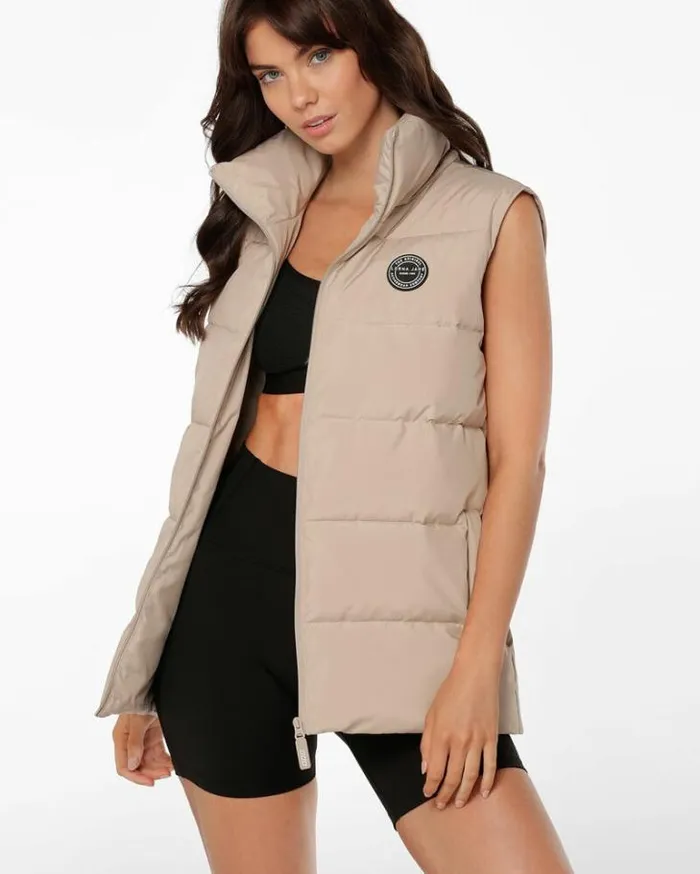 Women LORNA JANE Jackets Hoodies And Sweats Longline Puffer Vest Off White