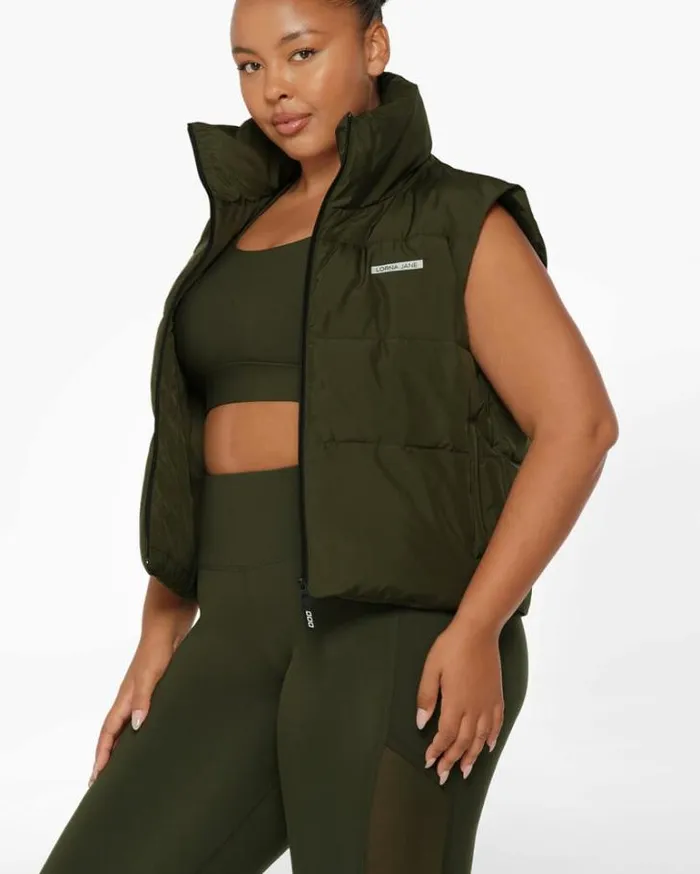 Women LORNA JANE Jackets Hoodies And Sweats Motion Puffer Vest Luxury Green