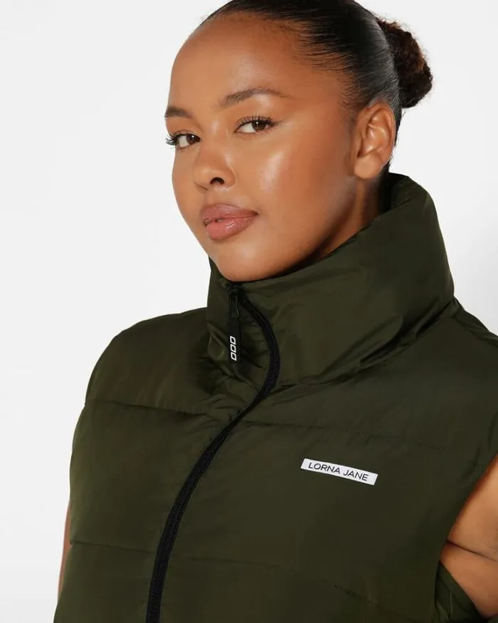 Women LORNA JANE Jackets Hoodies And Sweats Motion Puffer Vest Luxury Green