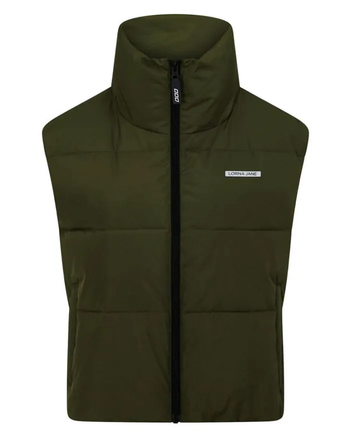 Women LORNA JANE Jackets Hoodies And Sweats Motion Puffer Vest Luxury Green