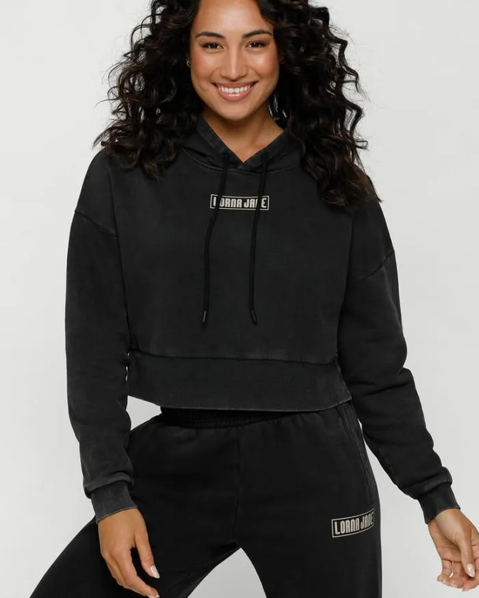 Women LORNA JANE Jackets Hoodies And Sweats Moto Hoodie Washed Black