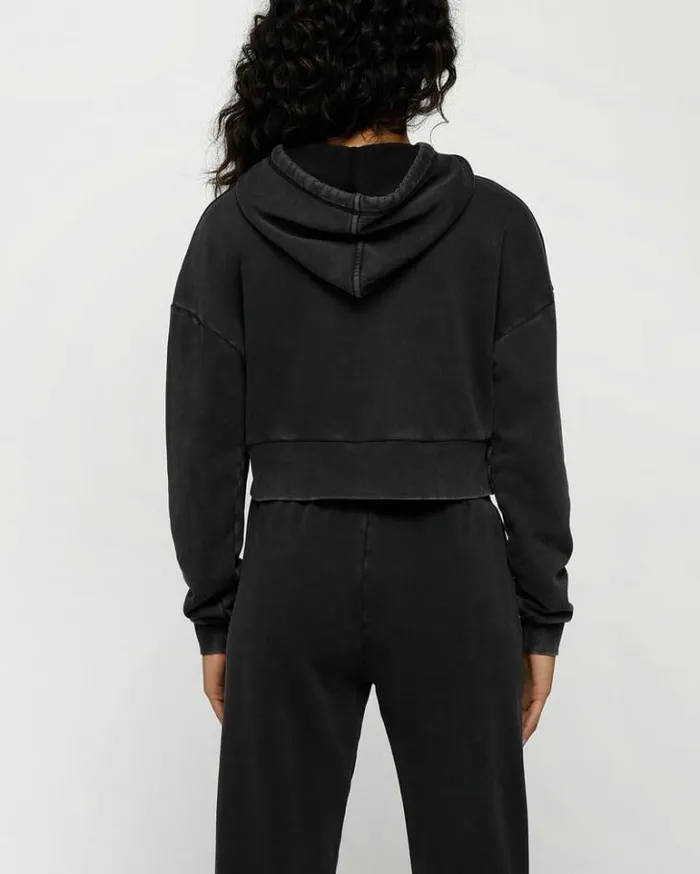 Women LORNA JANE Jackets Hoodies And Sweats Moto Hoodie Washed Black