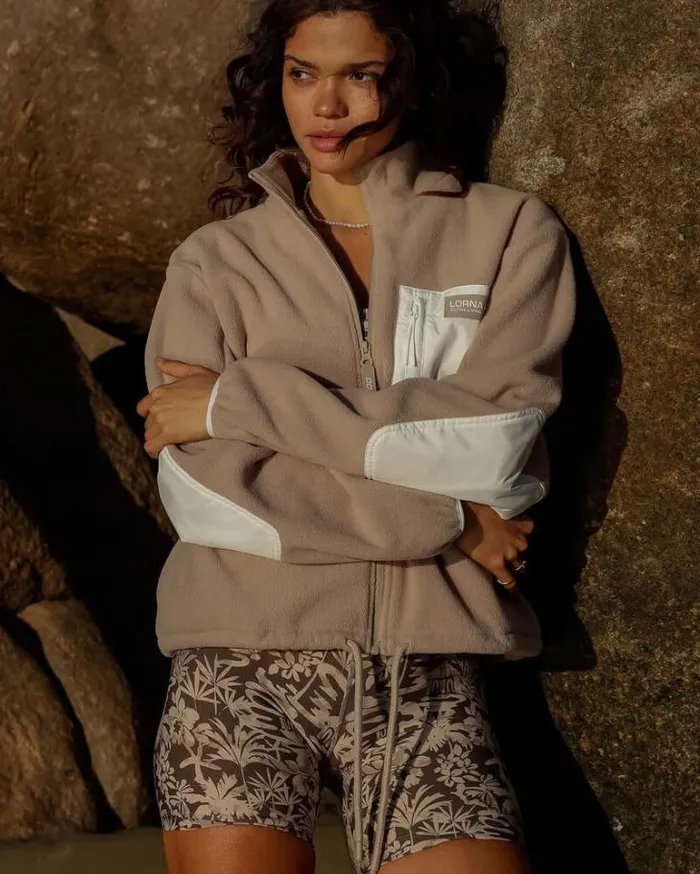 Women LORNA JANE Jackets Hoodies And Sweats Polar Fleece Zip Thru Off White
