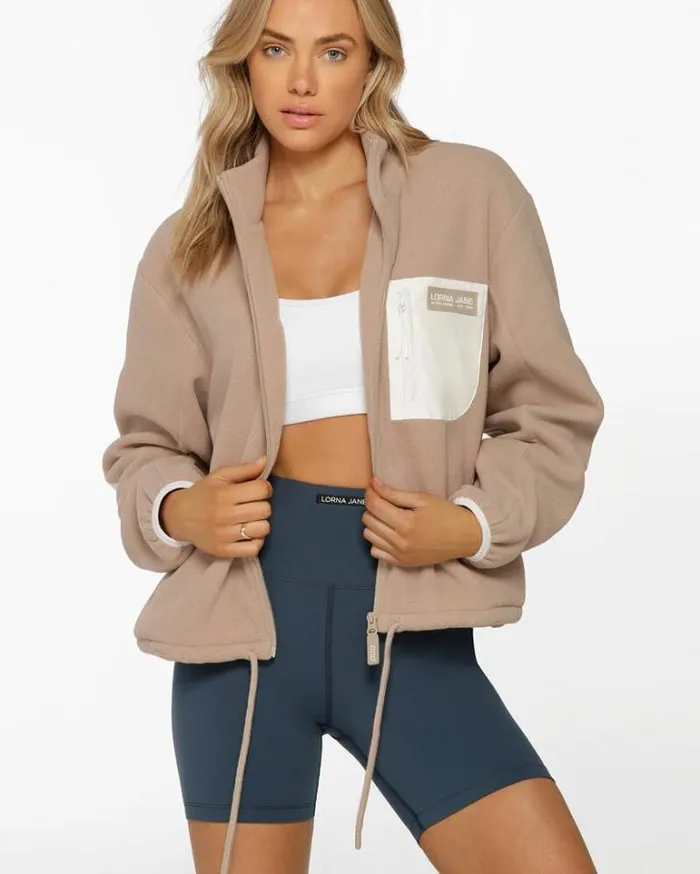 Women LORNA JANE Jackets Hoodies And Sweats Polar Fleece Zip Thru Off White
