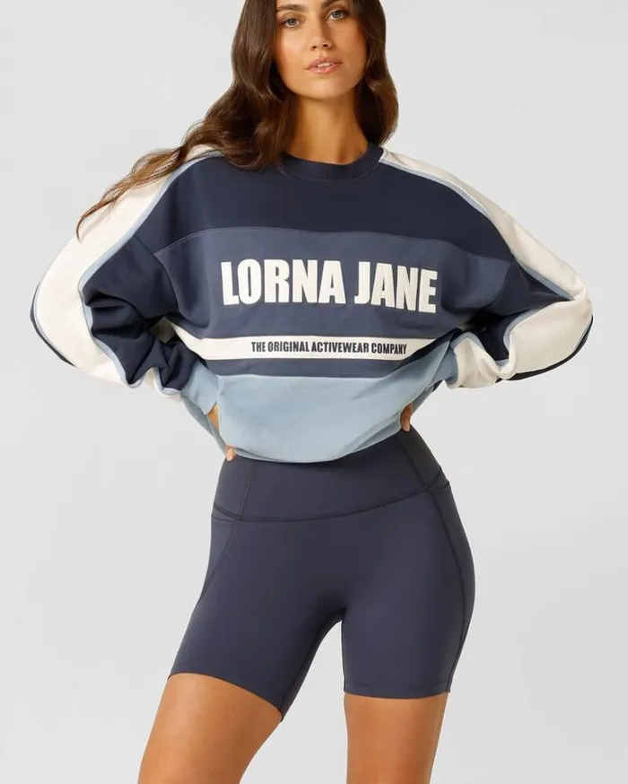 Women LORNA JANE Jackets Hoodies And Sweats Serenade Oversized Sweat Ash Blue Multi