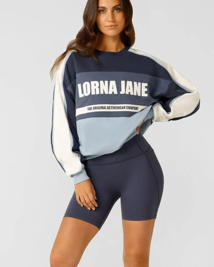 Women LORNA JANE Jackets Hoodies And Sweats Serenade Oversized Sweat Ash Blue Multi