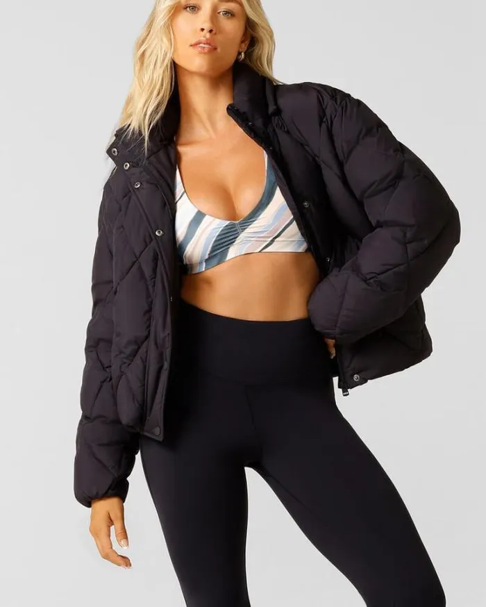 Women LORNA JANE Jackets Hoodies And Sweats Winter Warmth Recycled Puffer Jacket Midnight Blue