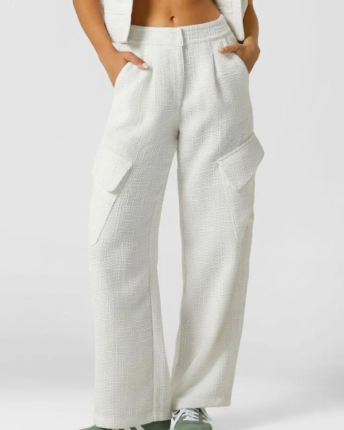 Women LORNA JANE Pants Apres Sport Boucle Cargo Pant Porcelain