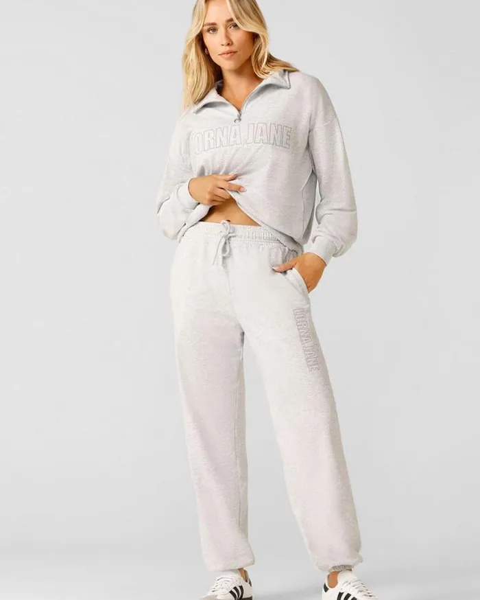 Women LORNA JANE Pants Iconic Track Pant Light Grey Marl