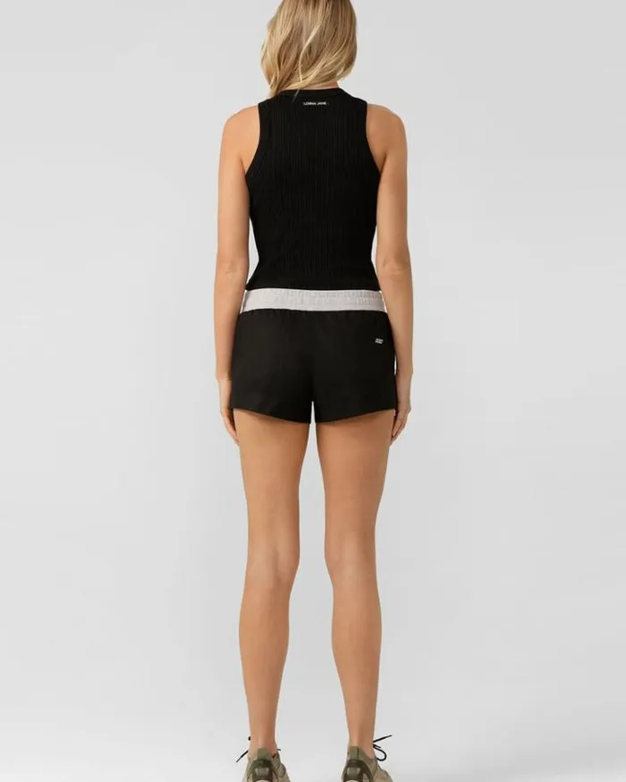 Women LORNA JANE Running Shorts Flashdance Cheeky Short Black