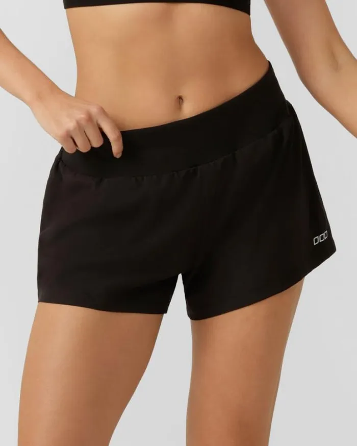 Women LORNA JANE Running Shorts Stretch and Stride Pocket Run Short Black