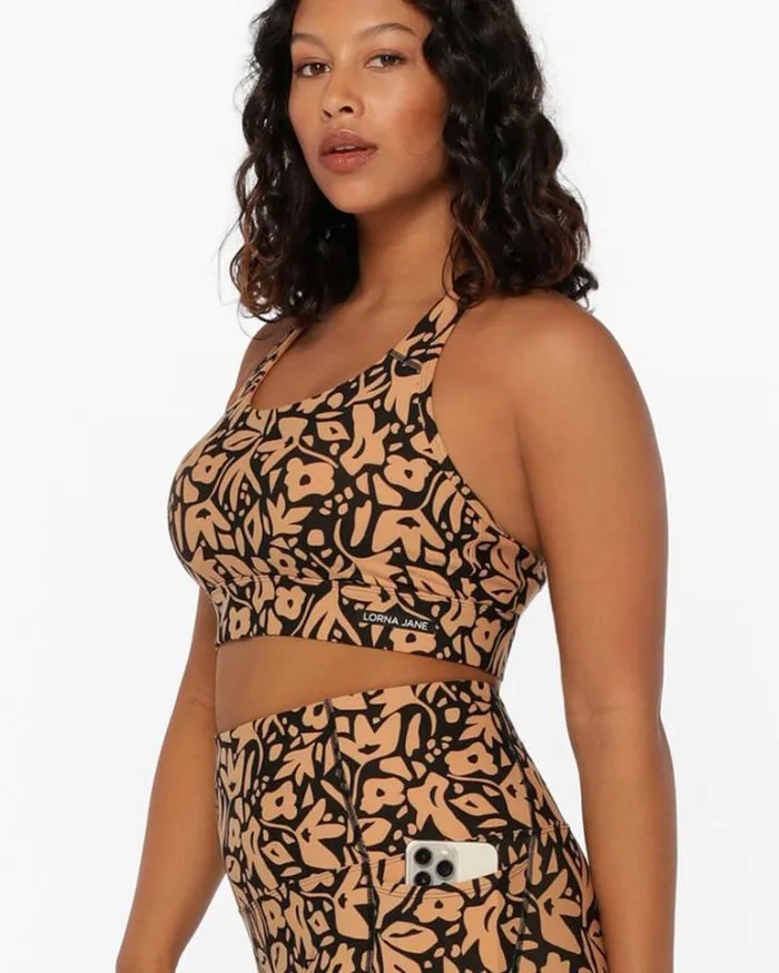 Women LORNA JANE Sports Bras Amy Maximum Support Sports Bra Abstract Floral Print