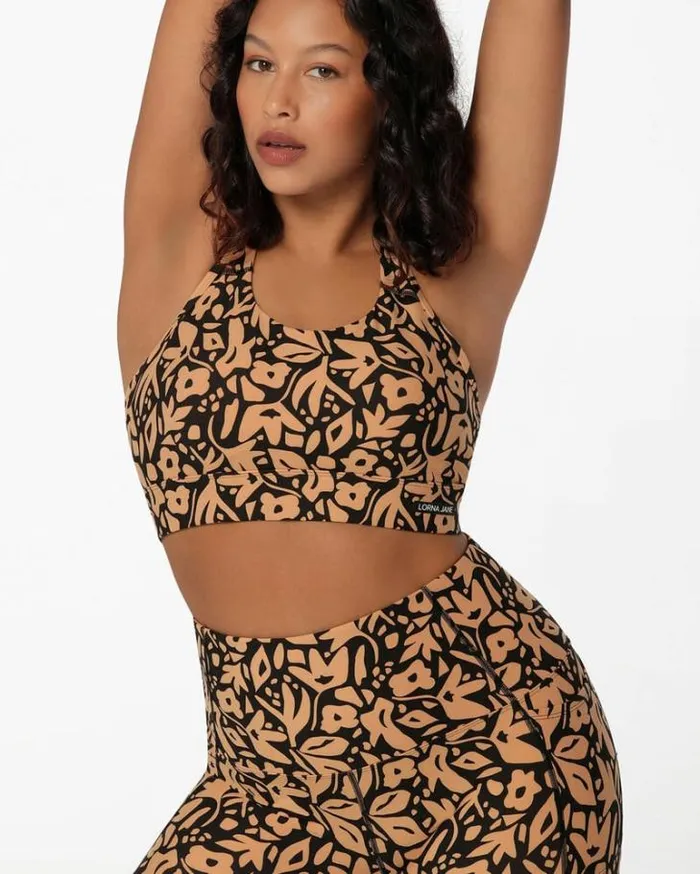 Women LORNA JANE Sports Bras Amy Maximum Support Sports Bra Abstract Floral Print