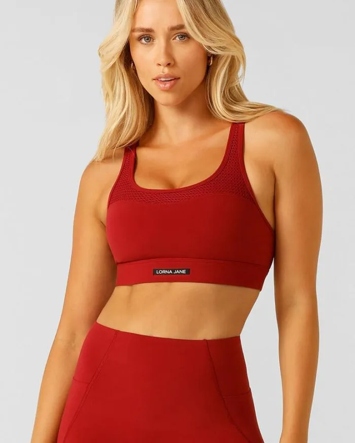 Women LORNA JANE Sports Bras Dynamic Max Support Sports Bra Cherry
