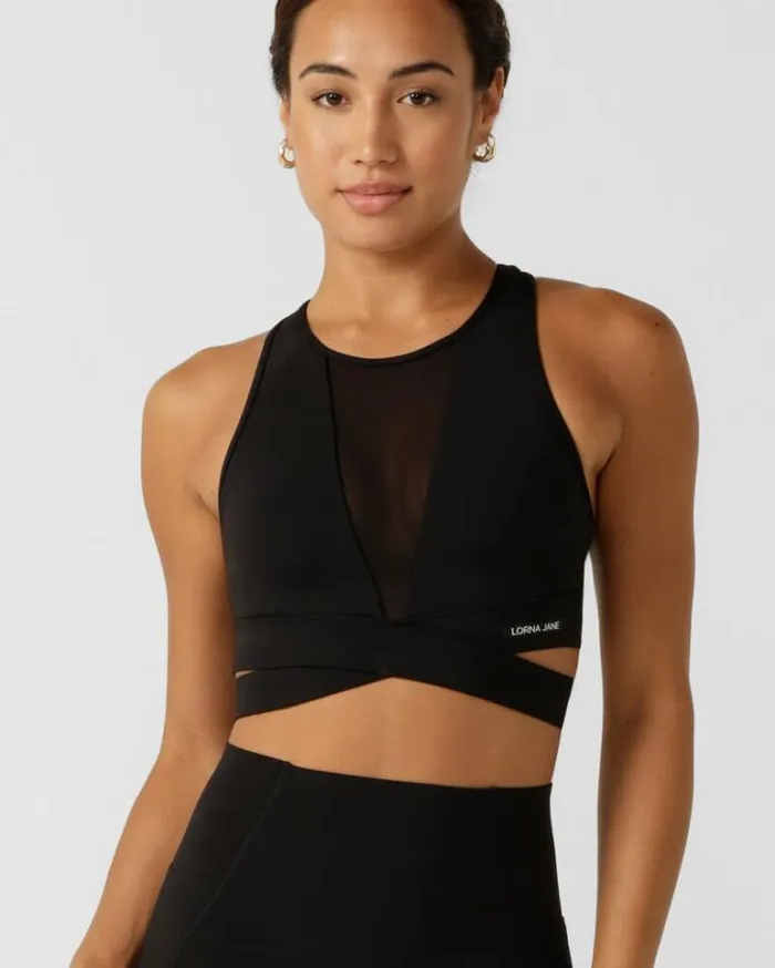 Women LORNA JANE Sports Bras Elevate Mesh All Day Sports Bra Black