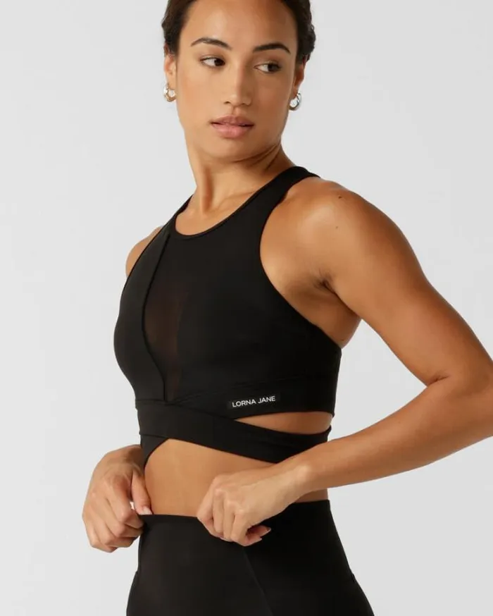 Women LORNA JANE Sports Bras Elevate Mesh All Day Sports Bra Black