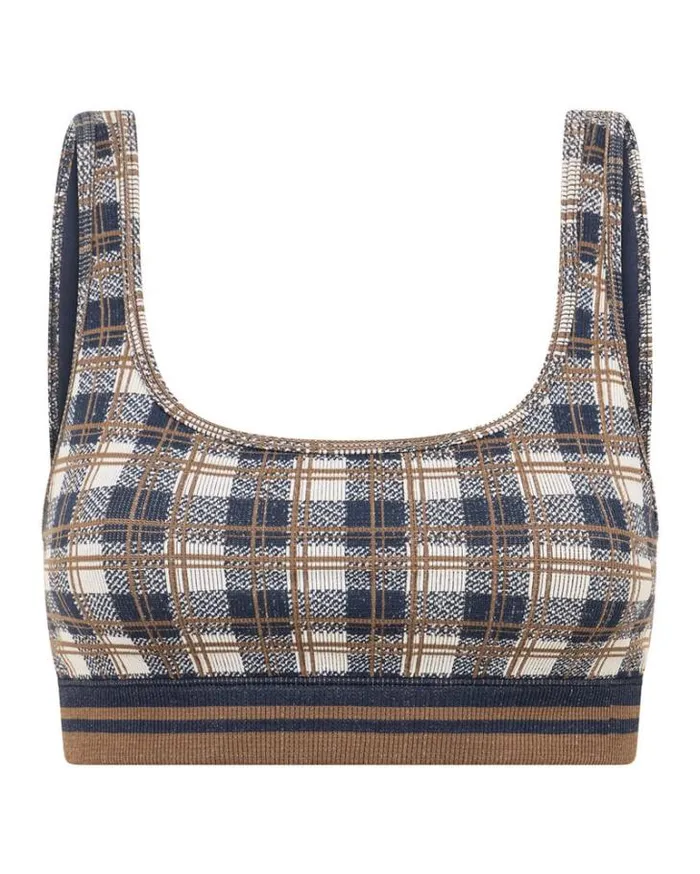 Women LORNA JANE Sports Bras Gingham Seamless Sports Bra Neutral Gingham