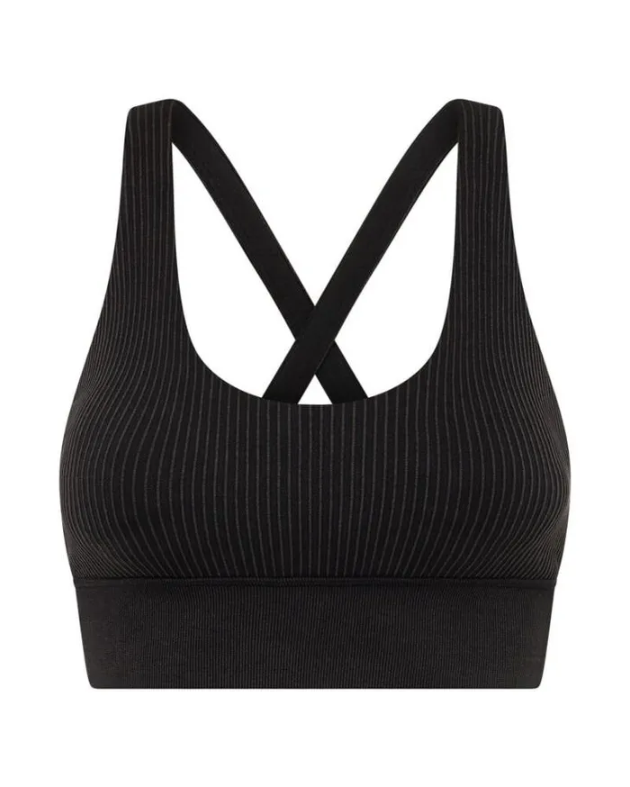 Women LORNA JANE Sports Bras It Girl Wide Rib Seamless Sports Bra Washed Black