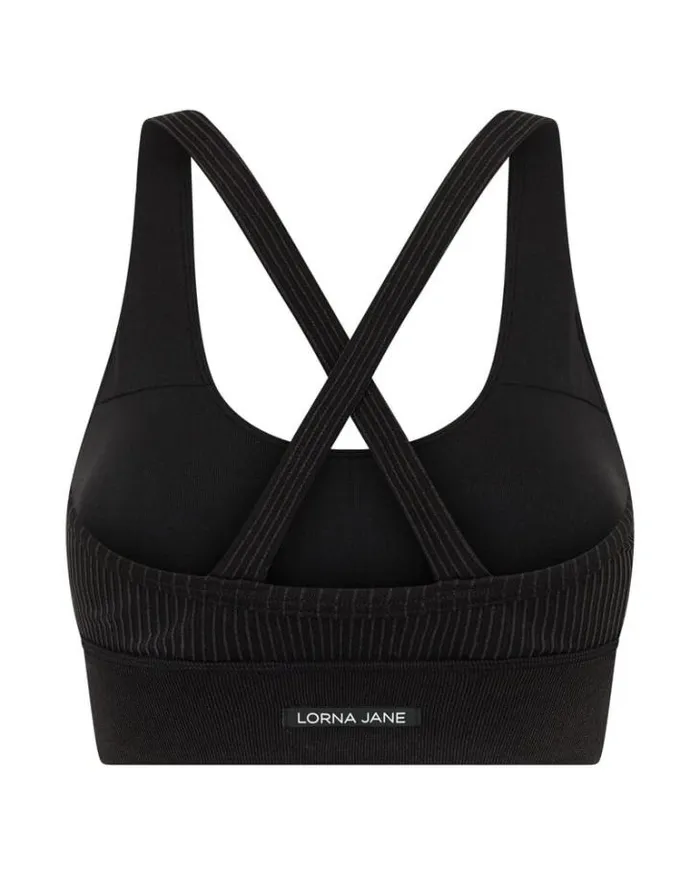 Women LORNA JANE Sports Bras It Girl Wide Rib Seamless Sports Bra Washed Black