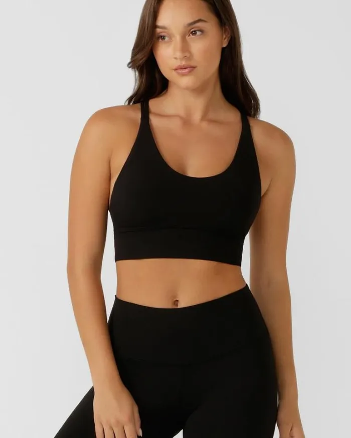 Women LORNA JANE Sports Bras Lotus Longline Sports Bra Black