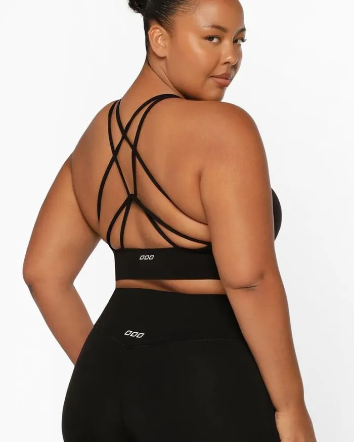 Women LORNA JANE Sports Bras Lotus Longline Sports Bra Black