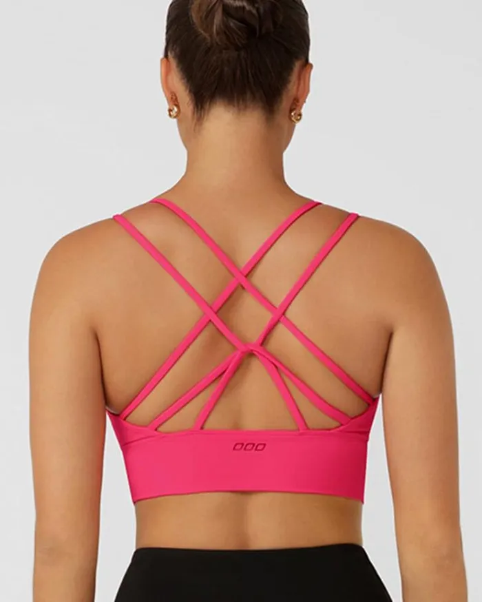 Women LORNA JANE Sports Bras Lotus Longline Sports Bra Neon Raspberry