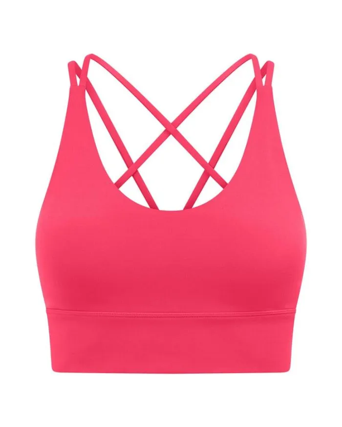 Women LORNA JANE Sports Bras Lotus Longline Sports Bra Neon Raspberry