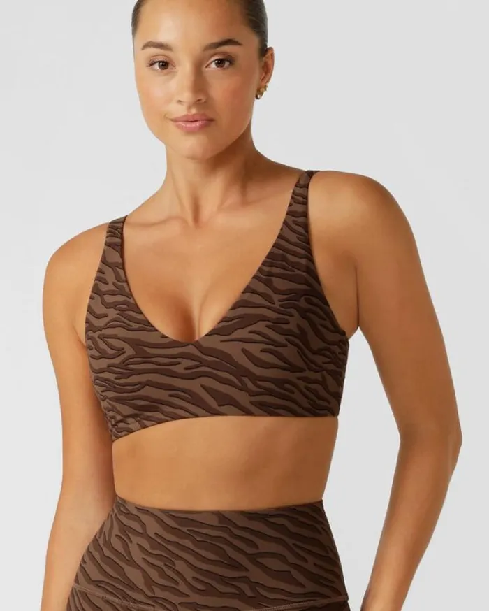 Women LORNA JANE Sports Bras Safari All Day Sports Bra Espresso Safari Print