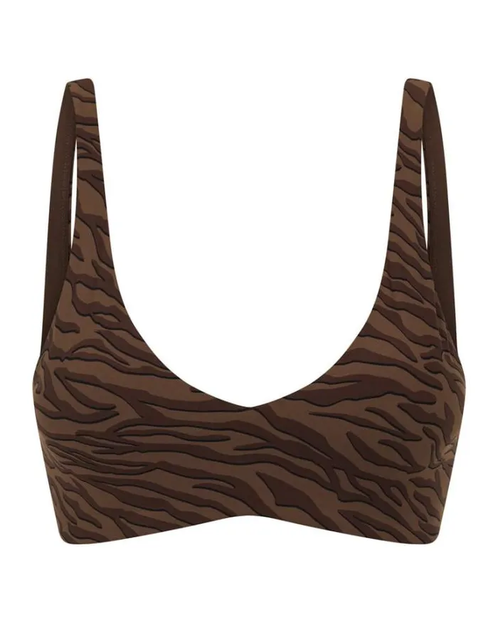 Women LORNA JANE Sports Bras Safari All Day Sports Bra Espresso Safari Print