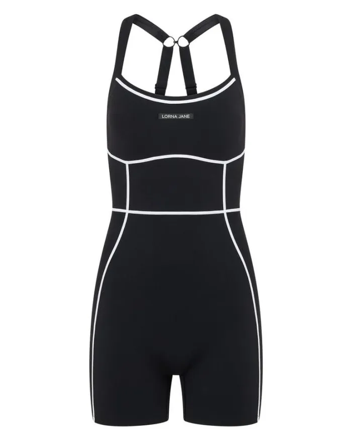 Women LORNA JANE Sports Bras Unstoppable No Ride 12cm Bodysuit Black