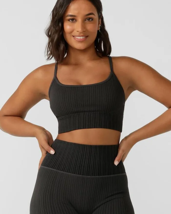 Women LORNA JANE Swimwear Seamless Swim Longline Sports Bra Black