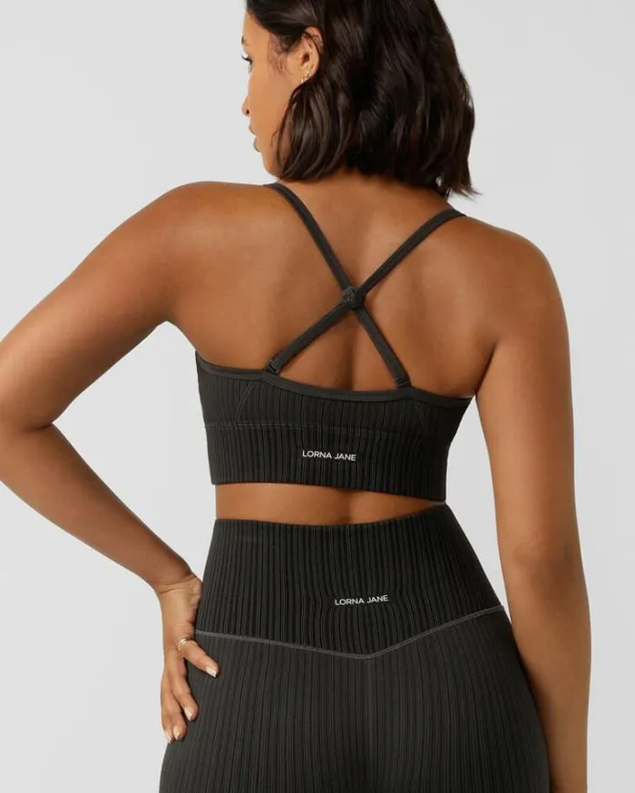 Women LORNA JANE Swimwear Seamless Swim Longline Sports Bra Black