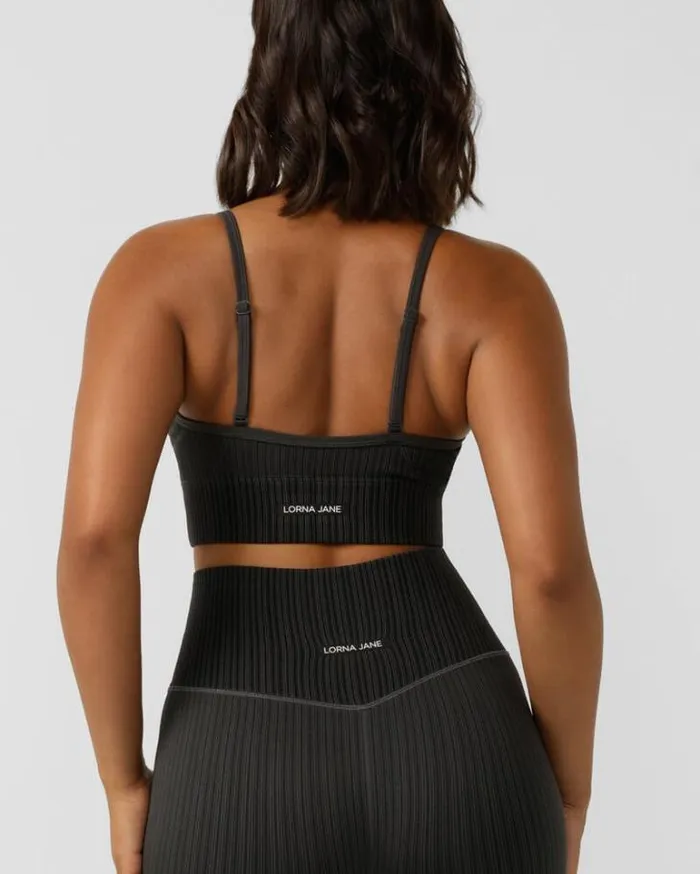 Women LORNA JANE Swimwear Seamless Swim Longline Sports Bra Black