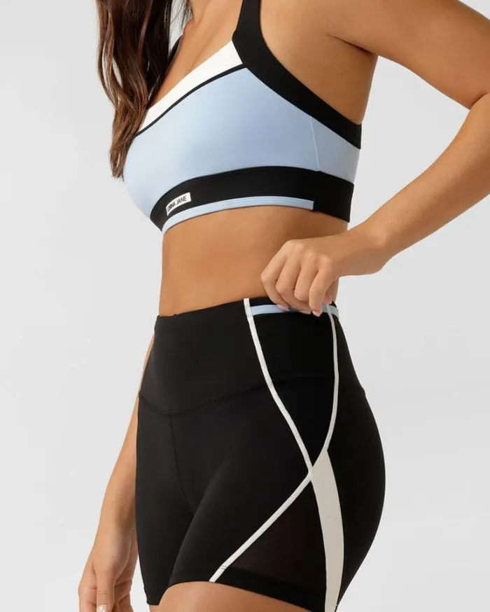 Women LORNA JANE Swimwear Sprint To Swim Pocket 12cm Bike Short Black Multi