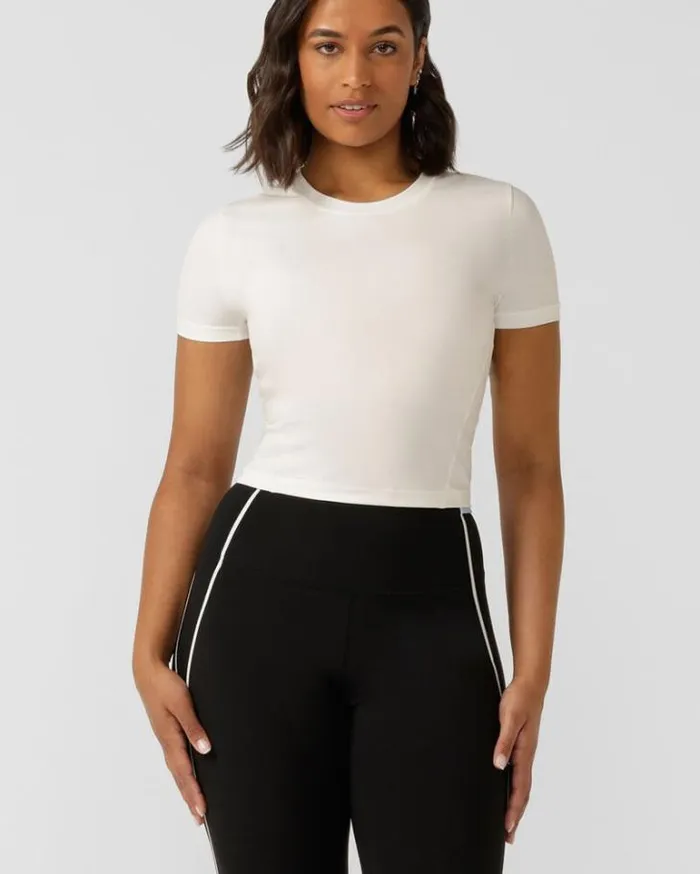 Women LORNA JANE Swimwear Sprint To Swim T Shirt Porcelain