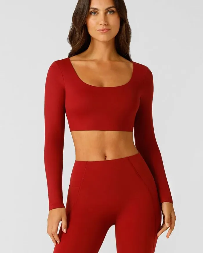 Women LORNA JANE Tanks Everyday Long Sleeve Bra Combo Cherry
