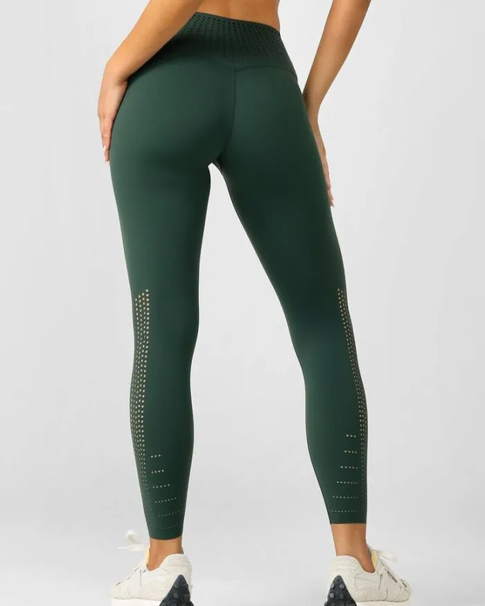 Women LORNA JANE Tights And Leggings Aero Fit Ankle Biter Leggings Fig Green