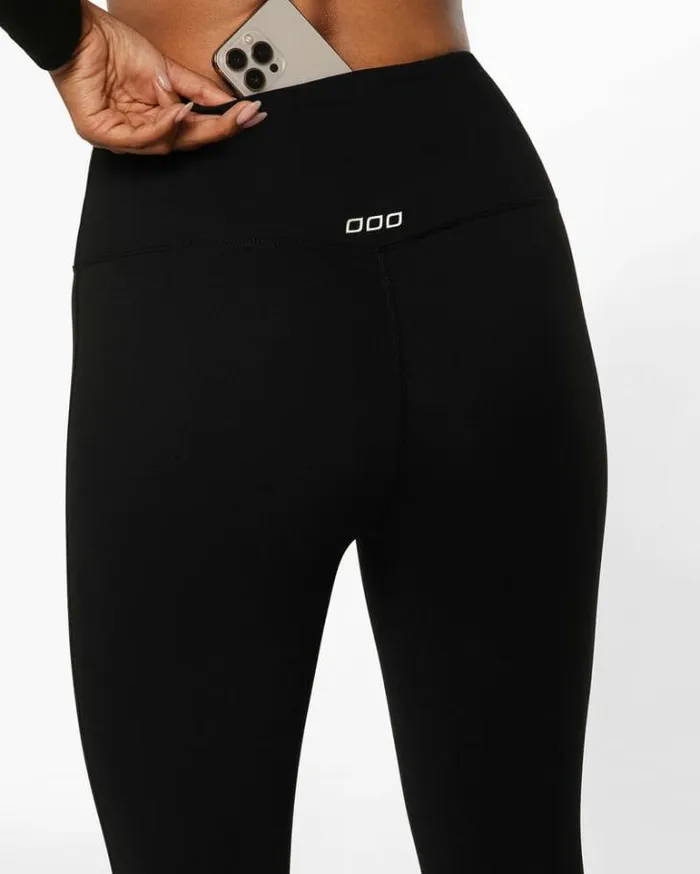 Women LORNA JANE Tights And Leggings All Day Lotus Thermal No Chafe Full Length Leggings Black